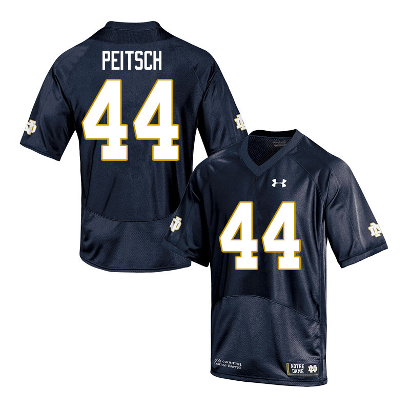 Men's NCAA Notre Dame Fighting Irish #44 Alex Peitsch Stitched College Under Armour Authentic Navy Football Jersey OM10N67TF